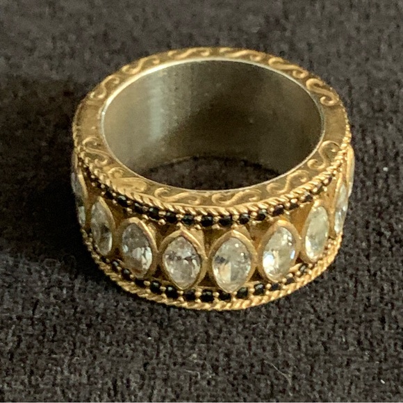 Art Deco Sterling Silver 925 Ring with stones Sterling Silver size 8 - Picture 2 of 7